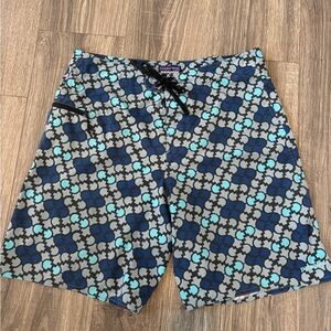 Patagonia Men's Geometric Gray and Blue swim shorts